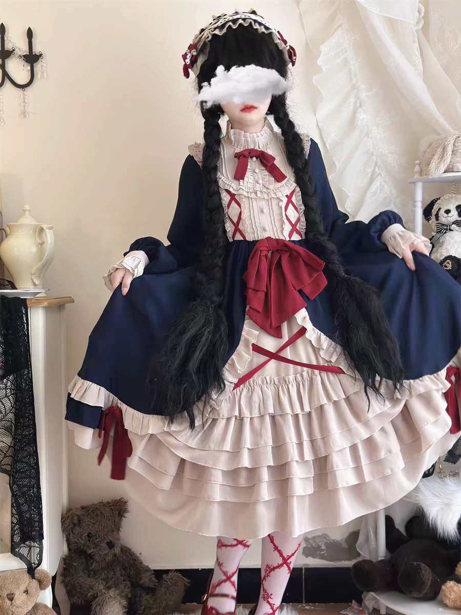 🎀 “Royal Ribbons” – Classic Lolita Long-Sleeve OP 🎀