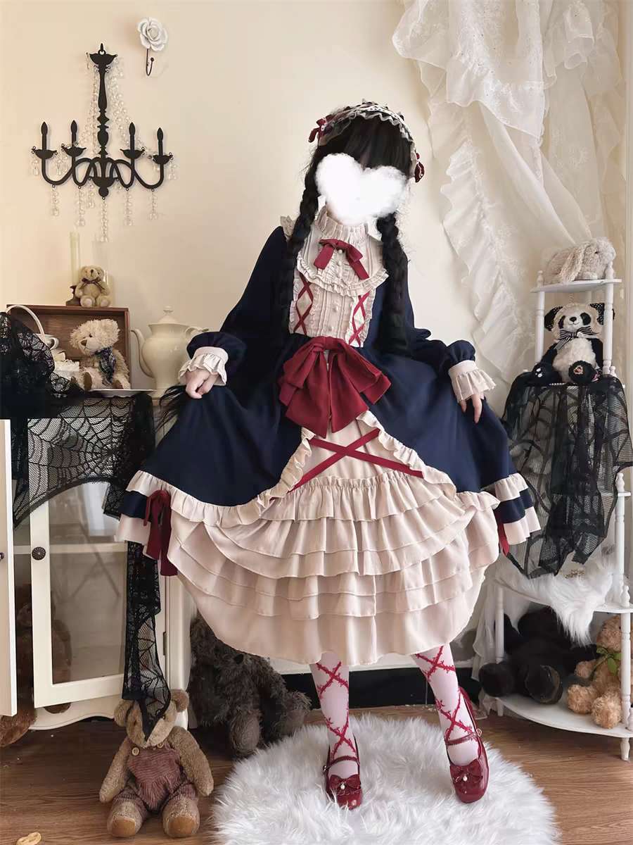 🎀 “Royal Ribbons” – Classic Lolita Long-Sleeve OP 🎀