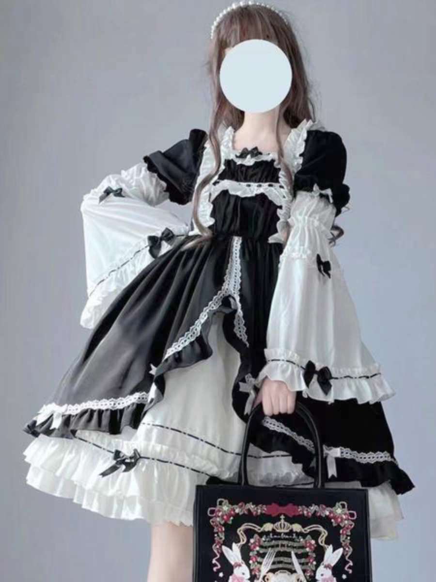 π€π° "Monochrome Waltz" β Classic Gothic Lolita Dress π°π€