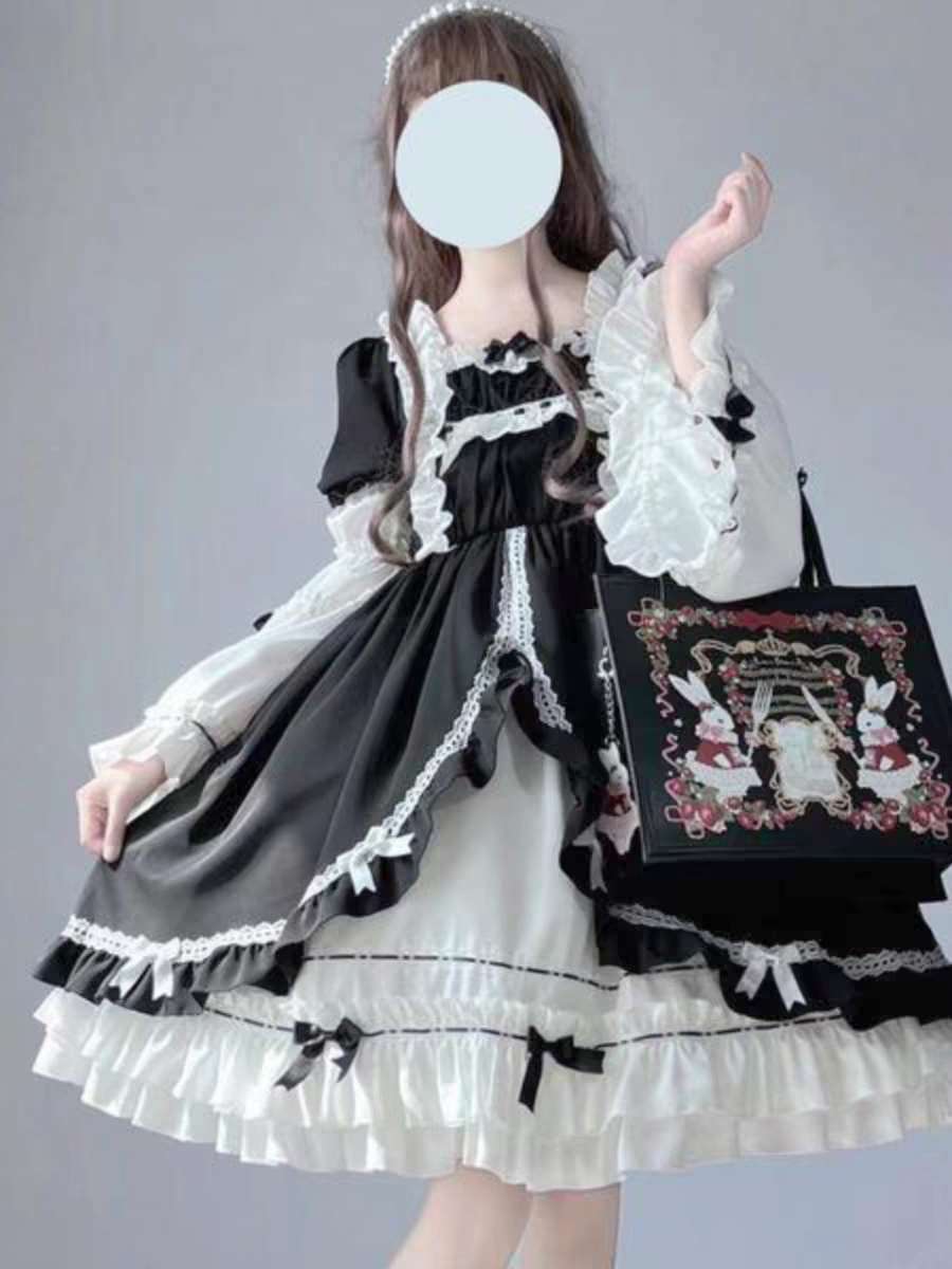 π€π° "Monochrome Waltz" β Classic Gothic Lolita Dress π°π€