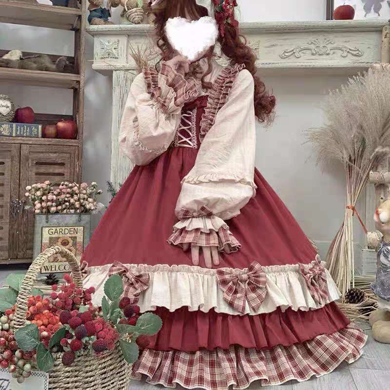 🍎🌾 “Strawberry Fields” – Country Classic Lolita Dress 🌾🍎